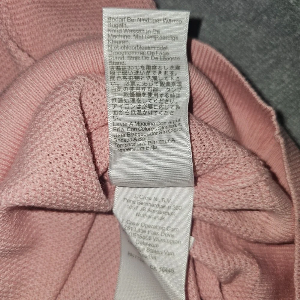 J.Crew Crewneck Sweater Men's Large Pink 100% Cotton Textured Raglan L CD617
